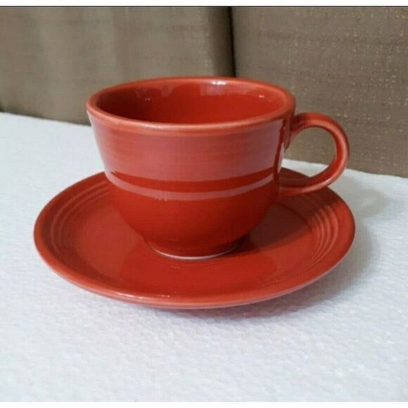 Homer Laughlin Fiestaware Tea Cup and Saucer Red - Picture 1 of 1